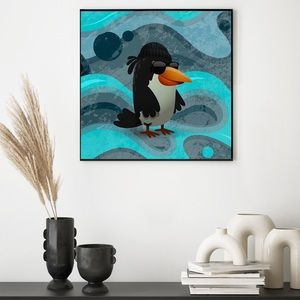 Ice Drippy Birdz Framed Art 20”x20”
